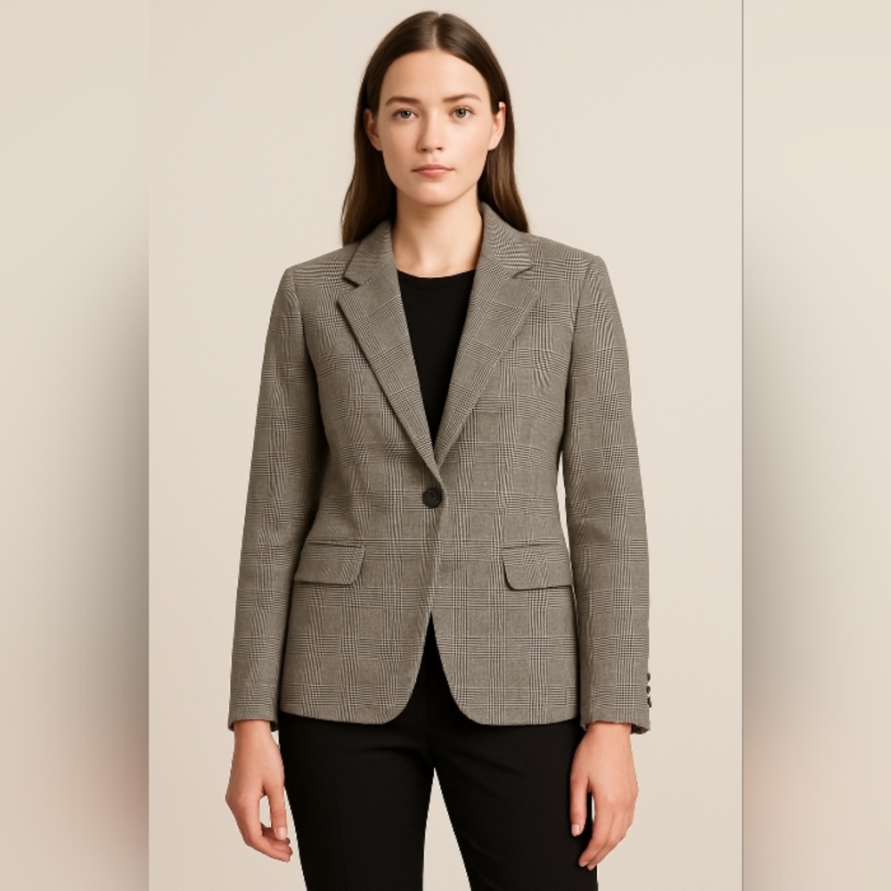 Pendleton Virgin Wool Glen Plaid Blazer Petite 8 Classic Check Jacket